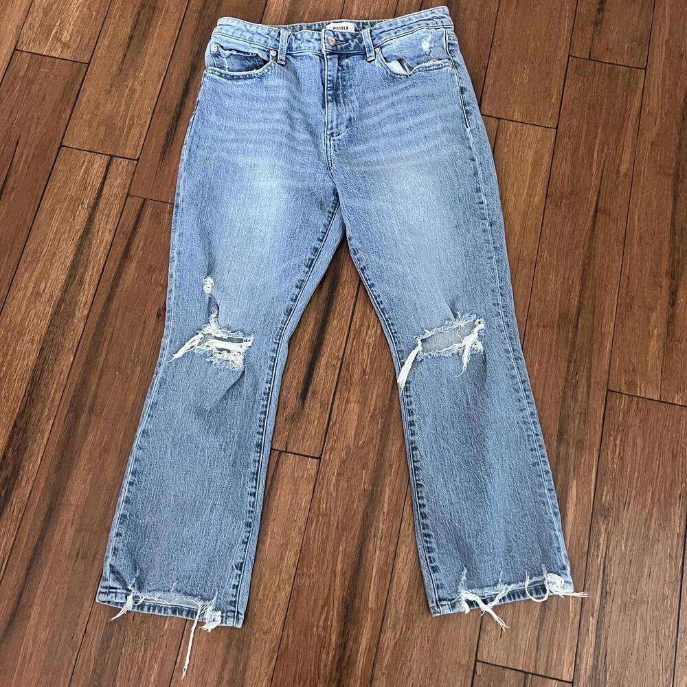 Pistola Blue Distressed Boot Cut Jeans